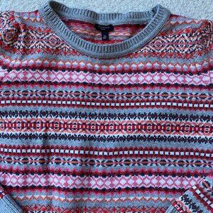 TALBOTS  sunset orange and coral fair isle sweater size PETITE LARGE